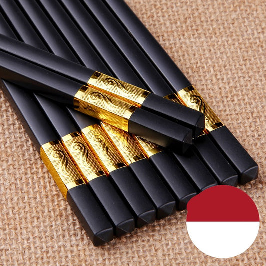 10 pairs of solid wood household alloy chopsticks
